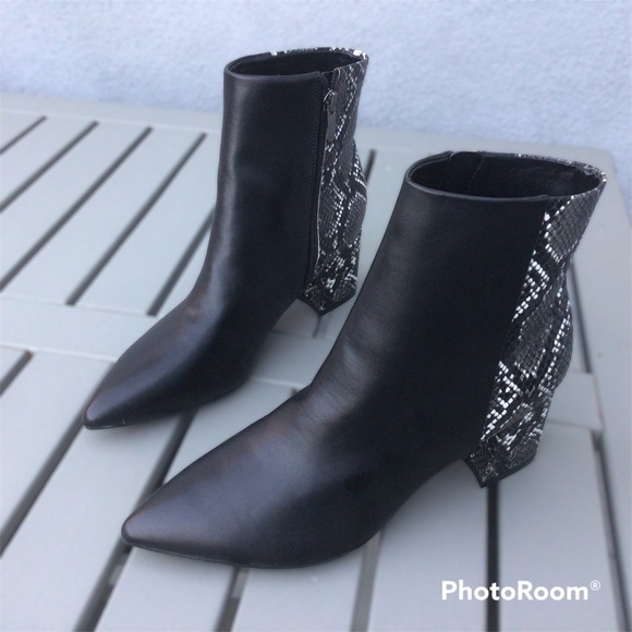 Nine West Snakeskin Print Embossed Ankle Booties - Picture 3 of 10